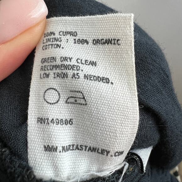 MARIA STANLEY Hamline Blouse Top Black White Cosmos Puff Sleeve Square Neck Sz L - Picture 11 of 11